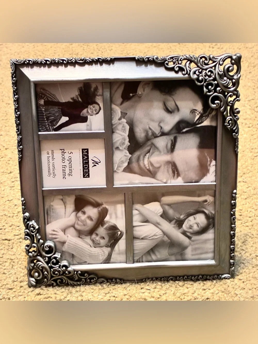 Malden International Designs Ornate Silver 5-Opening Photo Frame Size 7.5x8”